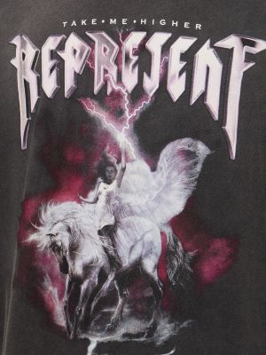 Kokvilnas t-krekls ar apdruku Represent pelēks