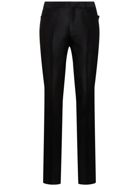 Μάλλινο παντελόνι Tom Ford μαύρο