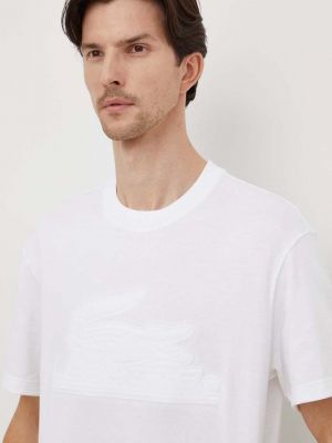 Bavlněné tričko s aplikacemi Lacoste bílé