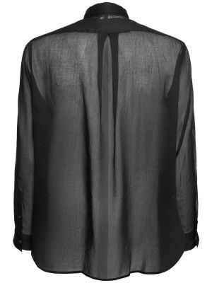 Βαμβακερό πουκάμισο με διαφανεια Sunflower μαύρο