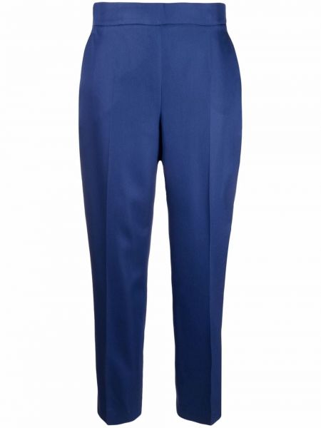 Pantalones rectos de seda Salvatore Ferragamo azul