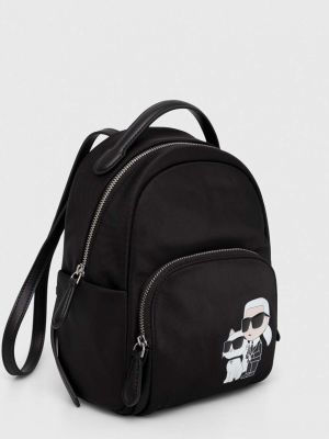 Nylonowy plecak z nadrukiem Karl Lagerfeld czarny