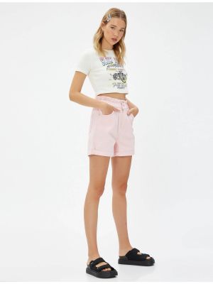 Kratke jeans hlače Koton roza