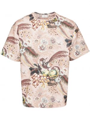 Raštuotas medvilninis marškinėliai Etro rožinė