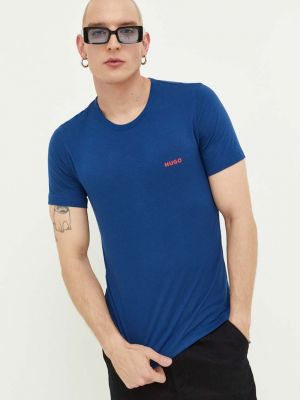 Koszulka bawełniana z nadrukiem Hugo niebieska