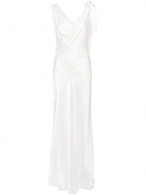 Drapiruotas asimetriškas vakarinė suknelė Alberta Ferretti balta