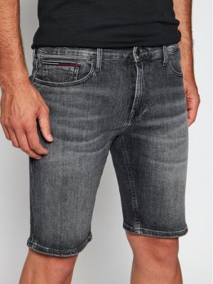 Slim fit priliehavé džínsové šortky Tommy Jeans sivá