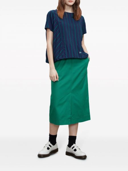 Bavlněné midi sukně s výšivkou Sport B. By Agnès B. zelené