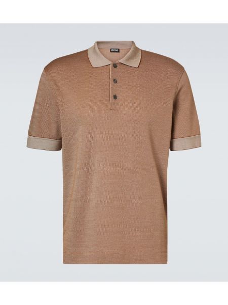 Poloshirt i silke i bomuld Zegna brun