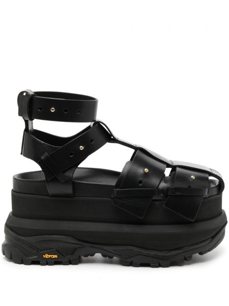 Kožne sandale s platformom Sacai crna