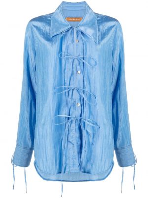 Блуза с панделка Rejina Pyo синьо