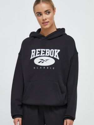 Pamučna hoodie s kapuljačom Reebok Classic crna
