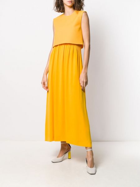 Vestido largo plisado Nina Ricci naranja