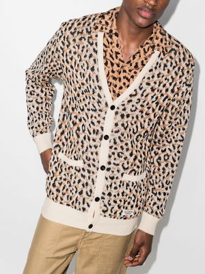Cárdigan leopardo de tejido jacquard Wacko Maria blanco