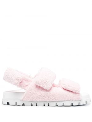 Sandales en fourrure Miu Miu rose