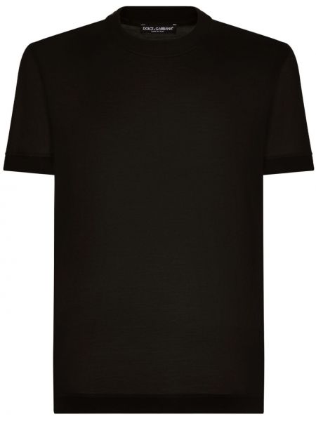 Hedvábné tričko s kulatým výstřihem Dolce & Gabbana černé