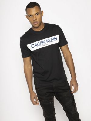 Pruhované priliehavé tričko Calvin Klein čierna