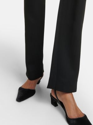 Μάλλινο παντελόνι με ίσιο πόδι με χαμηλή μέση Acne Studios μαύρο