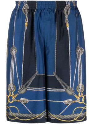 Raštuotos šilkinės bermuda šortai Versace mėlyna