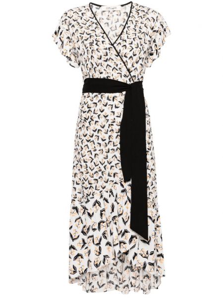 Mustriline lilleline kleit Dvf Diane Von Furstenberg valge