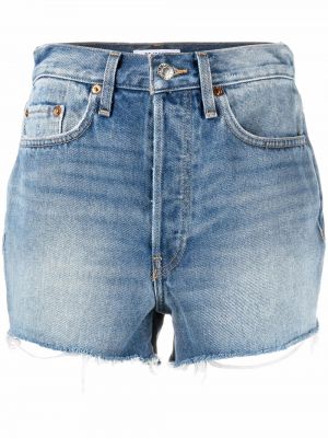 Høy midje jeans-shorts Re/done blå