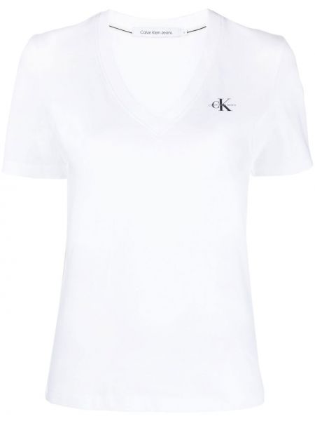 Тениска с принт с v-образно деколте Calvin Klein