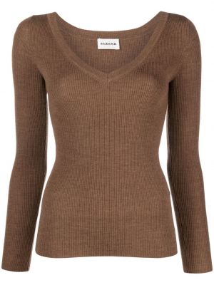 Vlnený sveter s výstrihom do v P.a.r.o.s.h. hnedá
