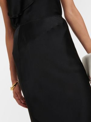 Saténové dlouhá sukně Victoria Beckham černé