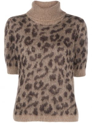 Leopardí svetr s potiskem P.a.r.o.s.h. béžový