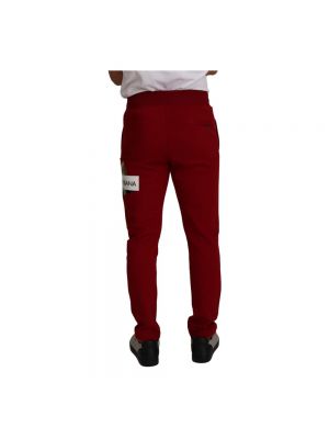 Spodnie sportowe bawełniane Dolce And Gabbana czerwone