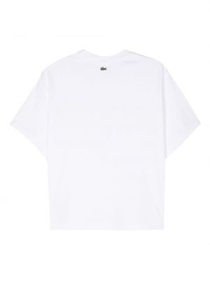 Raštuotas medvilninis marškinėliai Lacoste balta