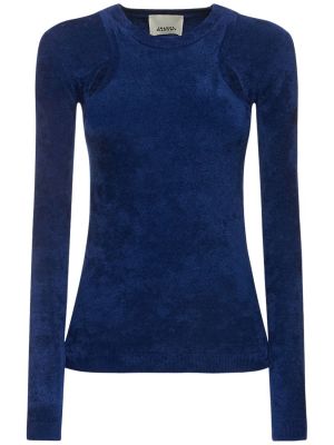 Viskózový zamatový sveter Isabel Marant modrá
