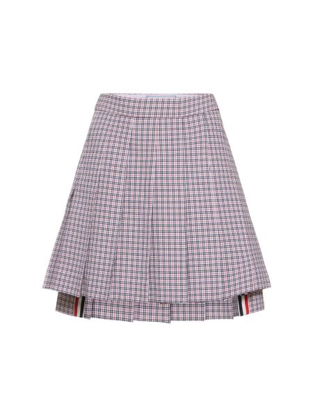 Plisirana mini suknja karirana od krep Thom Browne