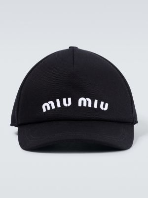 Памучна шапка с козирки Miu Miu черно