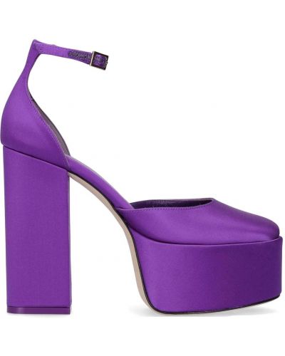 Pantofi cu toc din satin cu platformă Paris Texas violet