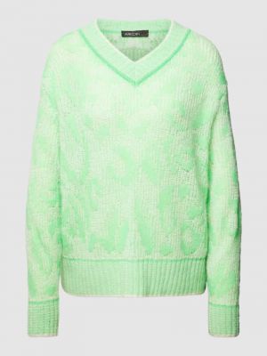 Dzianinowy sweter z dekoltem w serek Marc Cain zielony