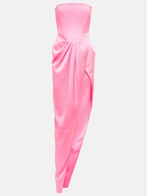 Rochie lunga din satin drapată Alex Perry roz