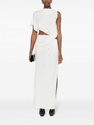 Krepové asymetrické dlouhé šaty Courrèges bílé