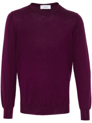 Vlněný svetr s kulatým výstřihem Lardini fialový