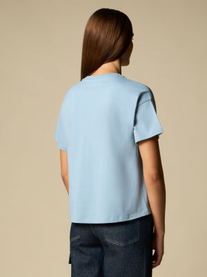 Хлопковая футболка с вышивкой Nice&chic синяя