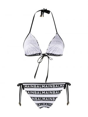 Bikini con estampado Balmain blanco