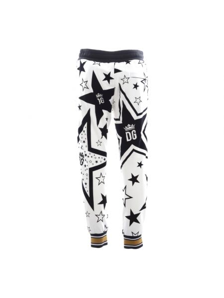 Pantalones de chándal de algodón con estampado de estrellas Dolce & Gabbana blanco