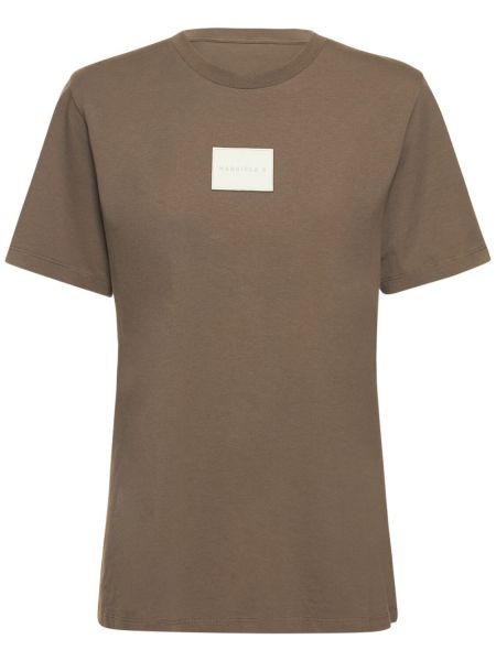 Džerzej bavlnené tričko s potlačou Mm6 Maison Margiela béžová