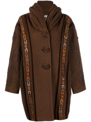 Vlněný kabát s kapucí A.n.g.e.l.o. Vintage Cult hnědý