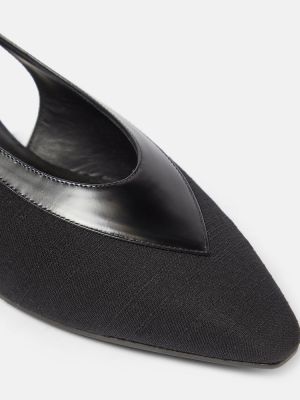 Nyitott sarkú bőr balerina cipők Loro Piana fekete