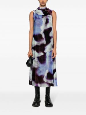 Drapované midi šaty s potiskem s abstraktním vzorem Christian Wijnants