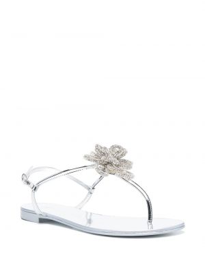 Křišťálové kožené sandály Giuseppe Zanotti stříbrné