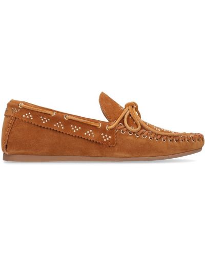 Pantofi loafer din piele de căprioară cu nasturi Isabel Marant negru