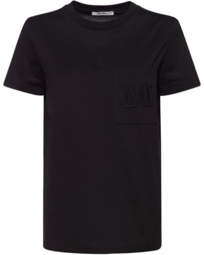 Kokvilnas t-krekls ar kabatām Max Mara melns
