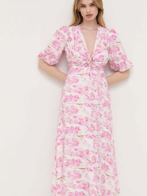 Midi šaty Bardot růžové